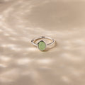 Jade Oval Ring in Silver
