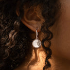Pia Pearl Coin Hoops in Silver