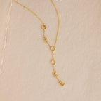 Lariat Name Necklace in 18K Gold