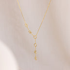 Lariat Name Necklace in 18K Gold