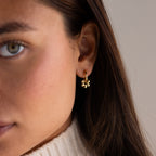Dangling Blossom Huggies in 18K Gold