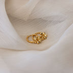 Dangling Blossom Huggies in 18K Gold