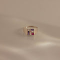 Mosaic Birthstone Signet Ring in Silver