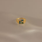 Mosaic Birthstone Signet Ring in 18K Gold