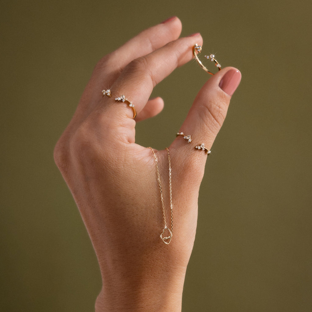 Solid Gold Interlocking Heart Necklace