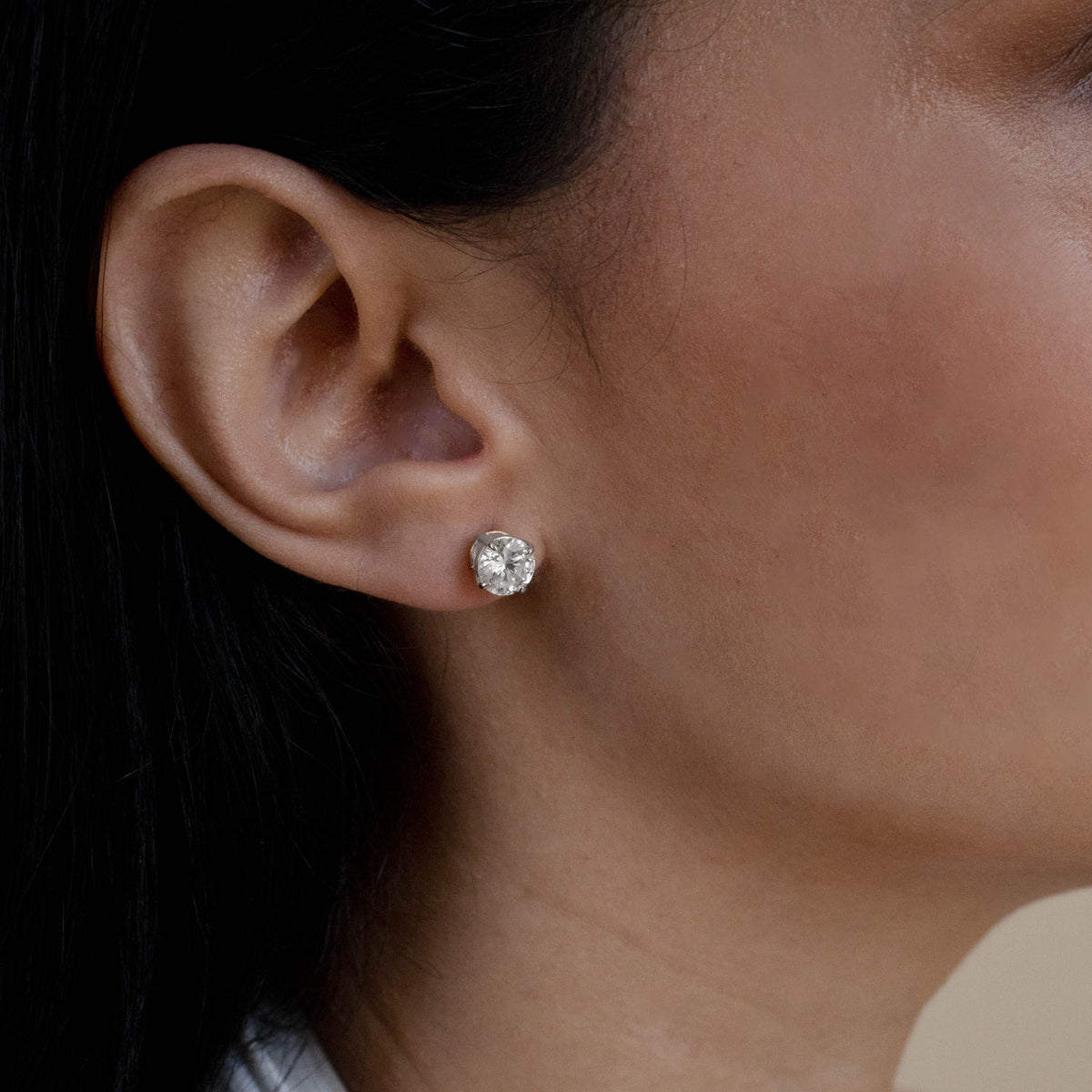 Round Diamond Studs in Silver