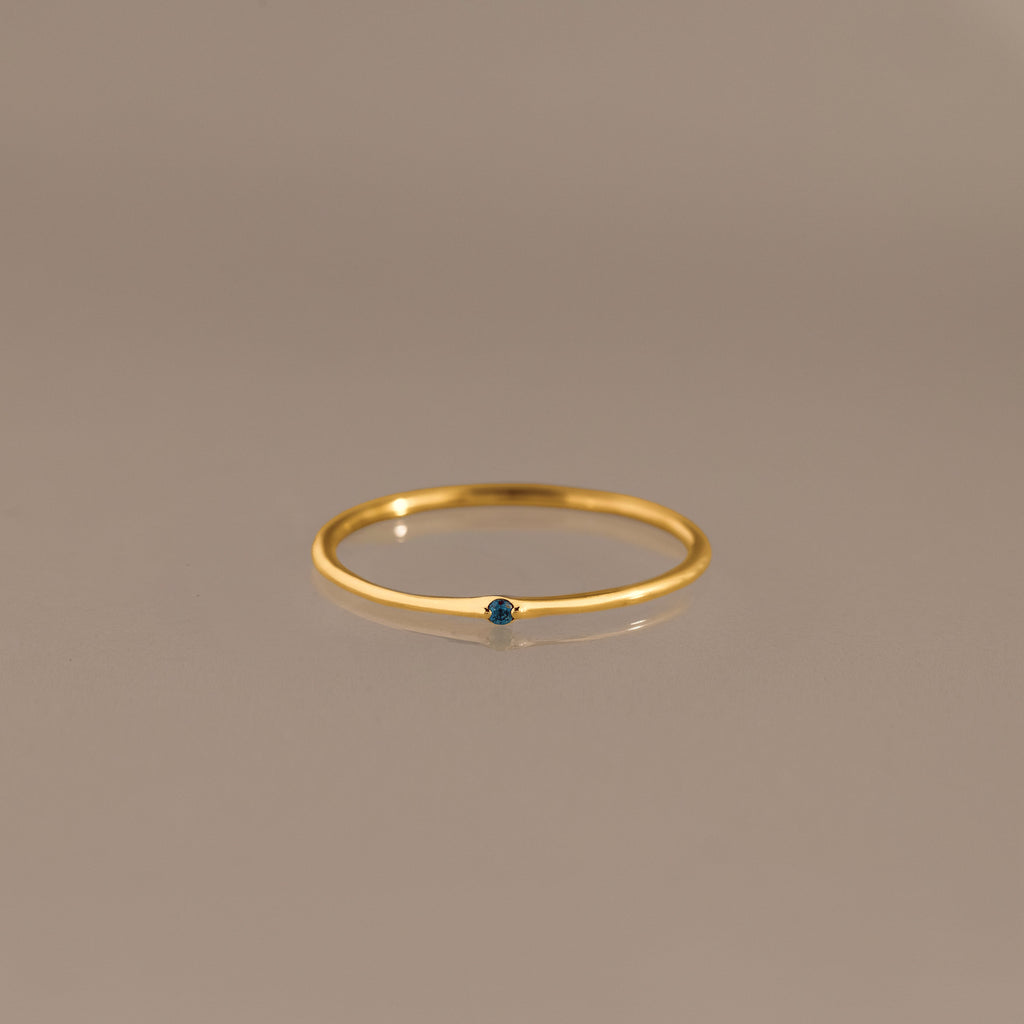 Thin Mini Blue Zircon Ring