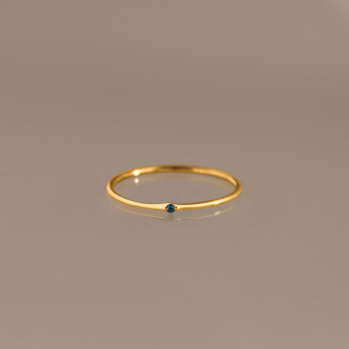 Thin Mini Blue Zircon Ring