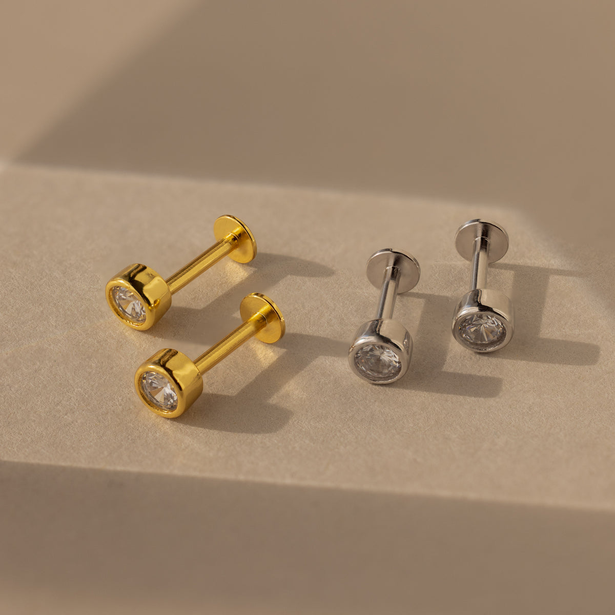 Round Diamond Bezel Flat Back Studs