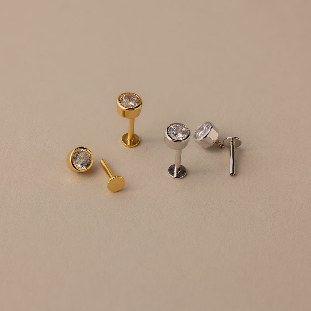 Large Diamond Bezel Flat Back Studs