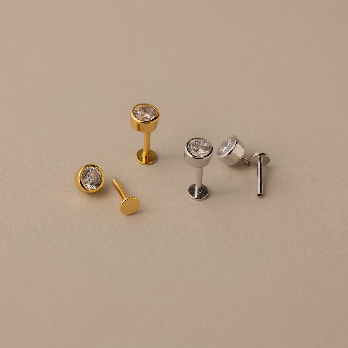 Large Diamond Bezel Flat Back Studs