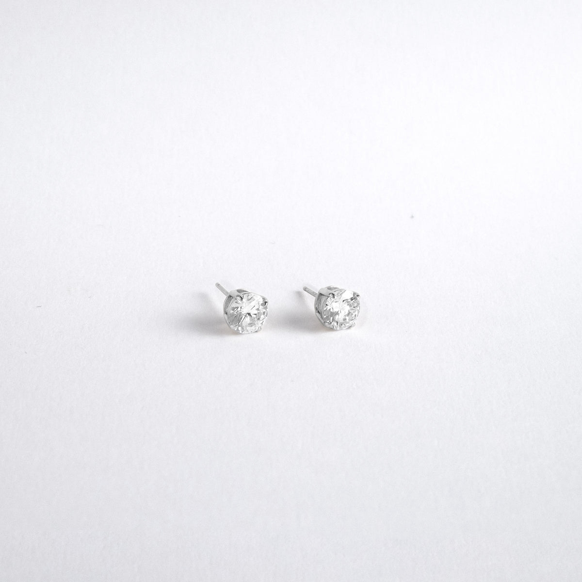 Round Diamond Studs in Silver