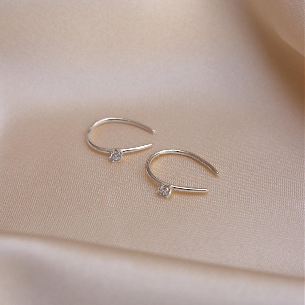 Rylee Diamond Wire Earrings in Silver