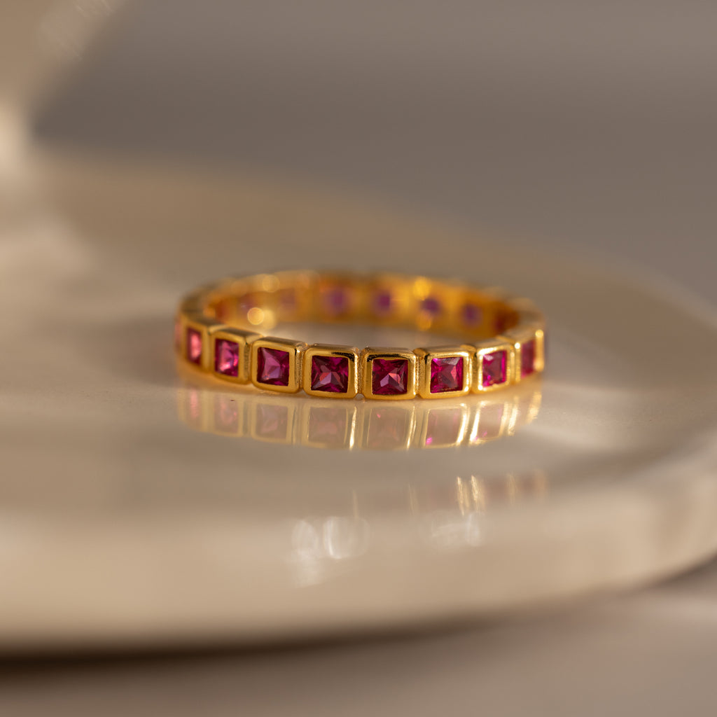 Eternity Bezel Ruby Birthstone Ring | Caitlyn Minimalist