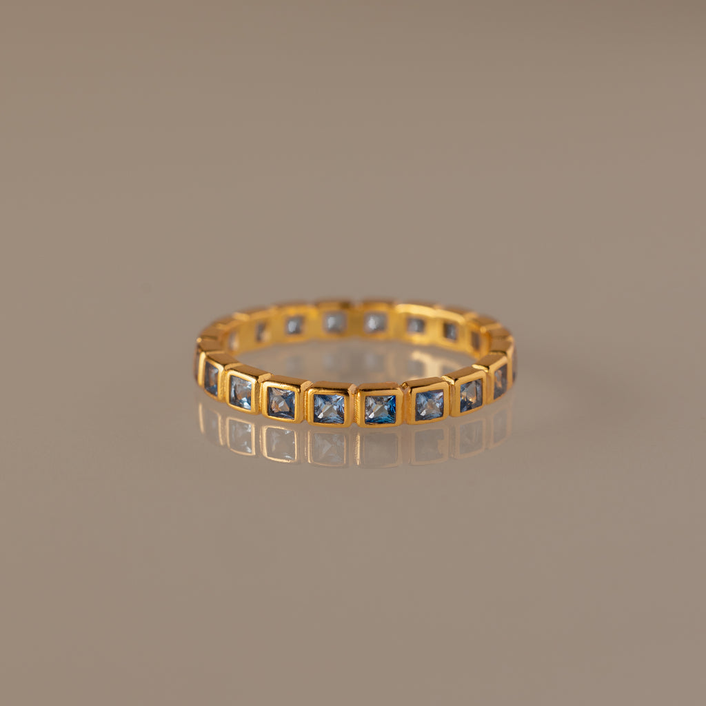 Eternity Bezel Blue Zircon Ring