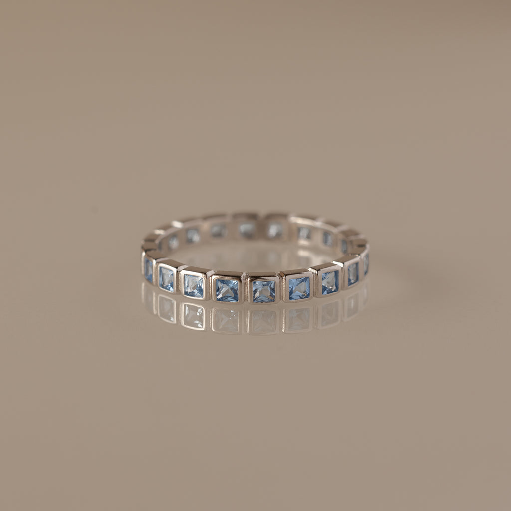 Eternity Bezel Blue Zircon Ring