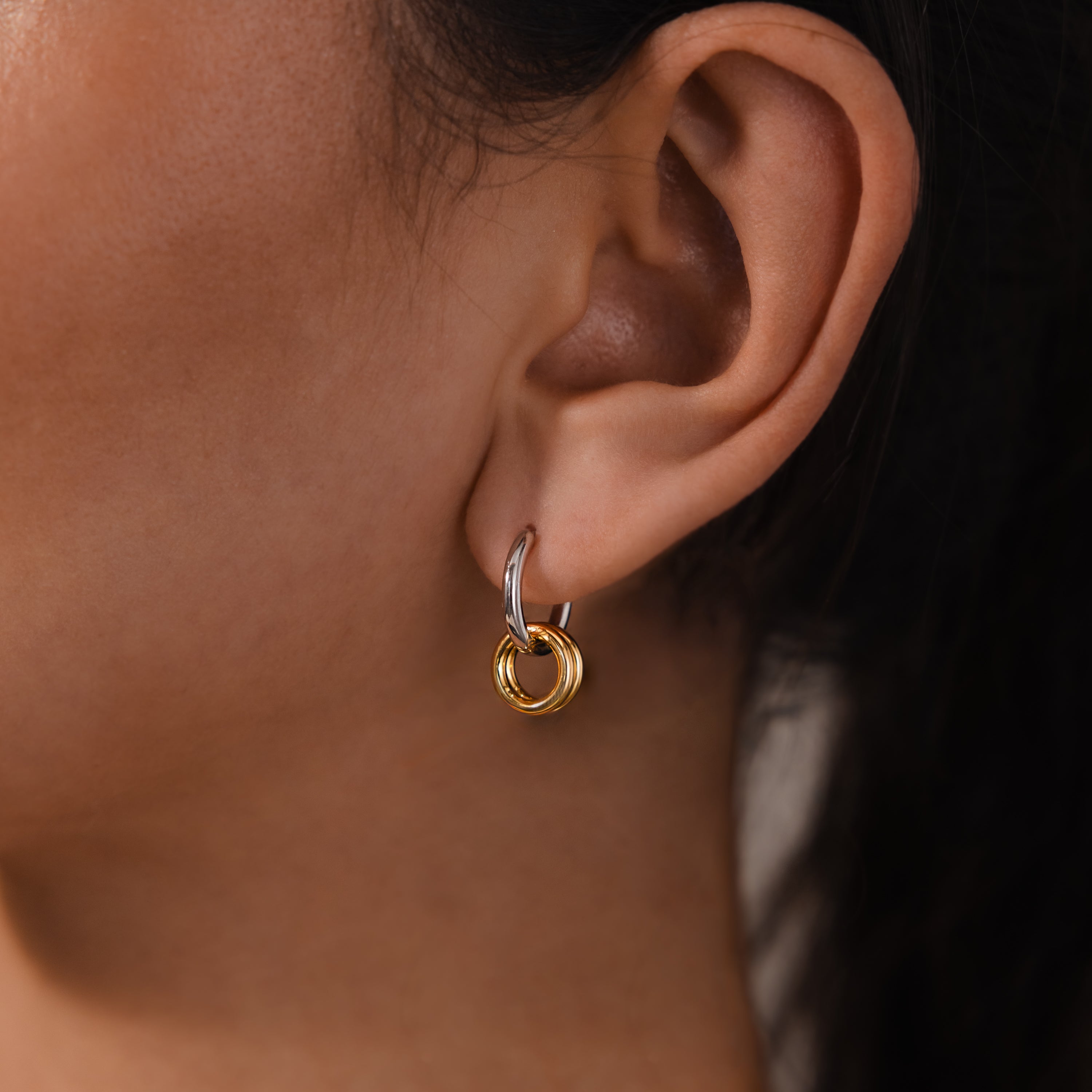 Duo Link Mixed Metal Hoops