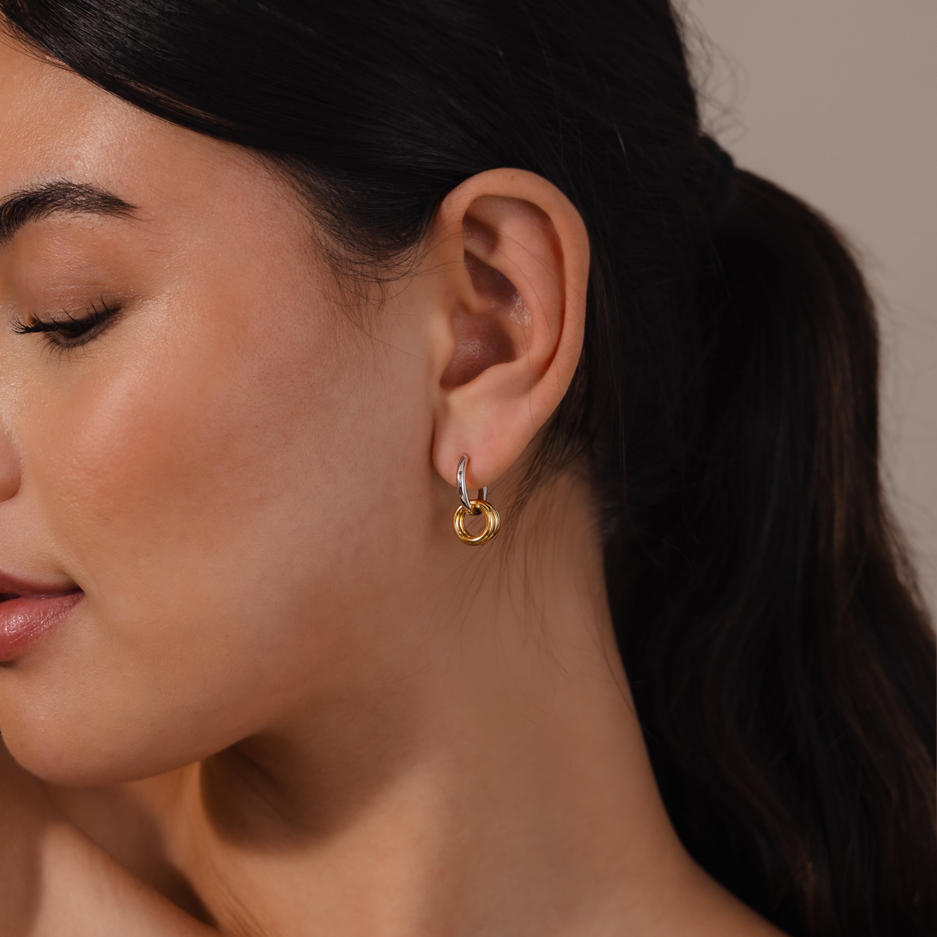 Duo Link Mixed Metal Hoops