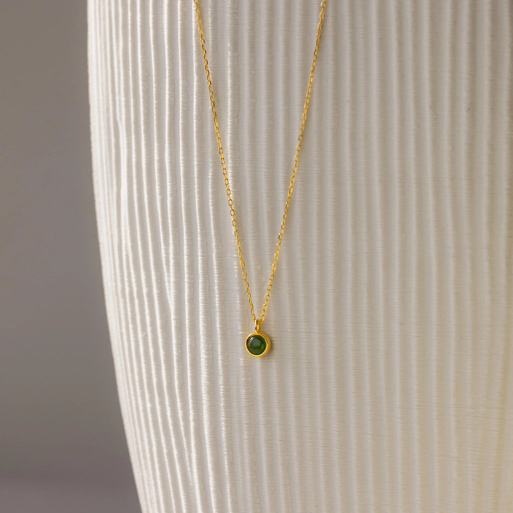 Jade Charm Necklace-Necklaces-Caitlyn Minimalist