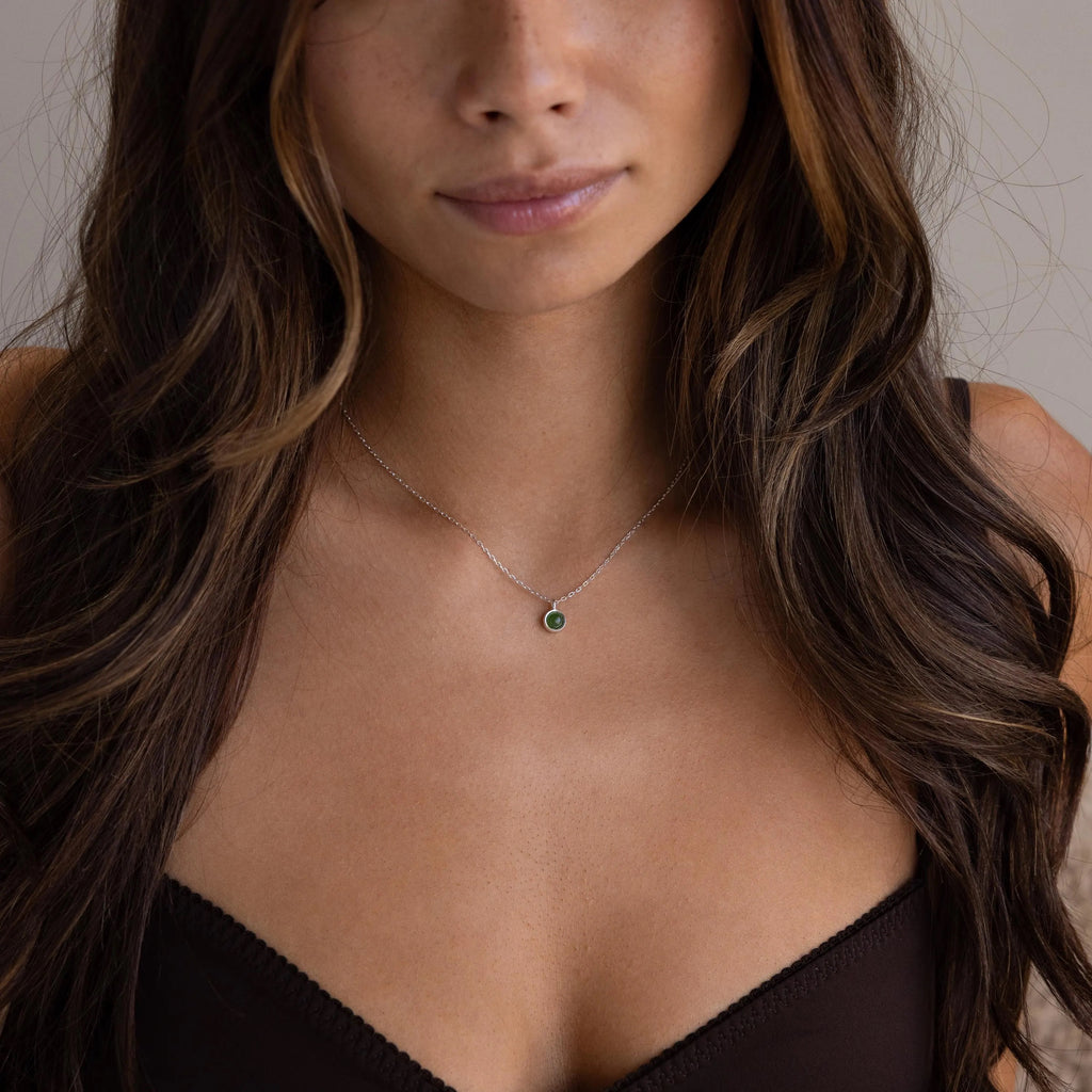 Jade Charm Necklace-Necklaces-Caitlyn Minimalist