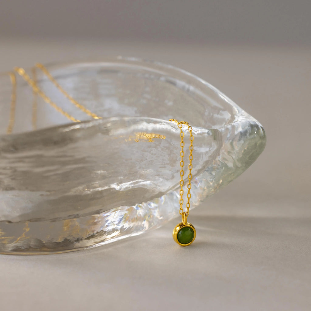 Jade Charm Necklace-Necklaces-Caitlyn Minimalist
