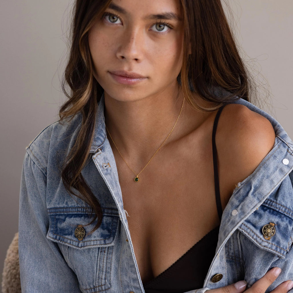 Jade Charm Necklace-Necklaces-Caitlyn Minimalist