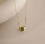 Jade Heart Charm Necklace-Necklaces-Caitlyn Minimalist