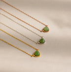 Jade Heart Charm Necklace-Necklaces-Caitlyn Minimalist