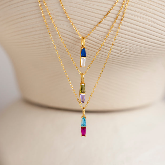 Toi et Moi Tapered Birthstone Necklace