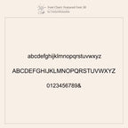 A minimalist font chart showcases uppercase and lowercase letters, numbers 0-9, and an ampersand—ideal for designing your Pave Initial Tag Necklace or other personalized jewelry.