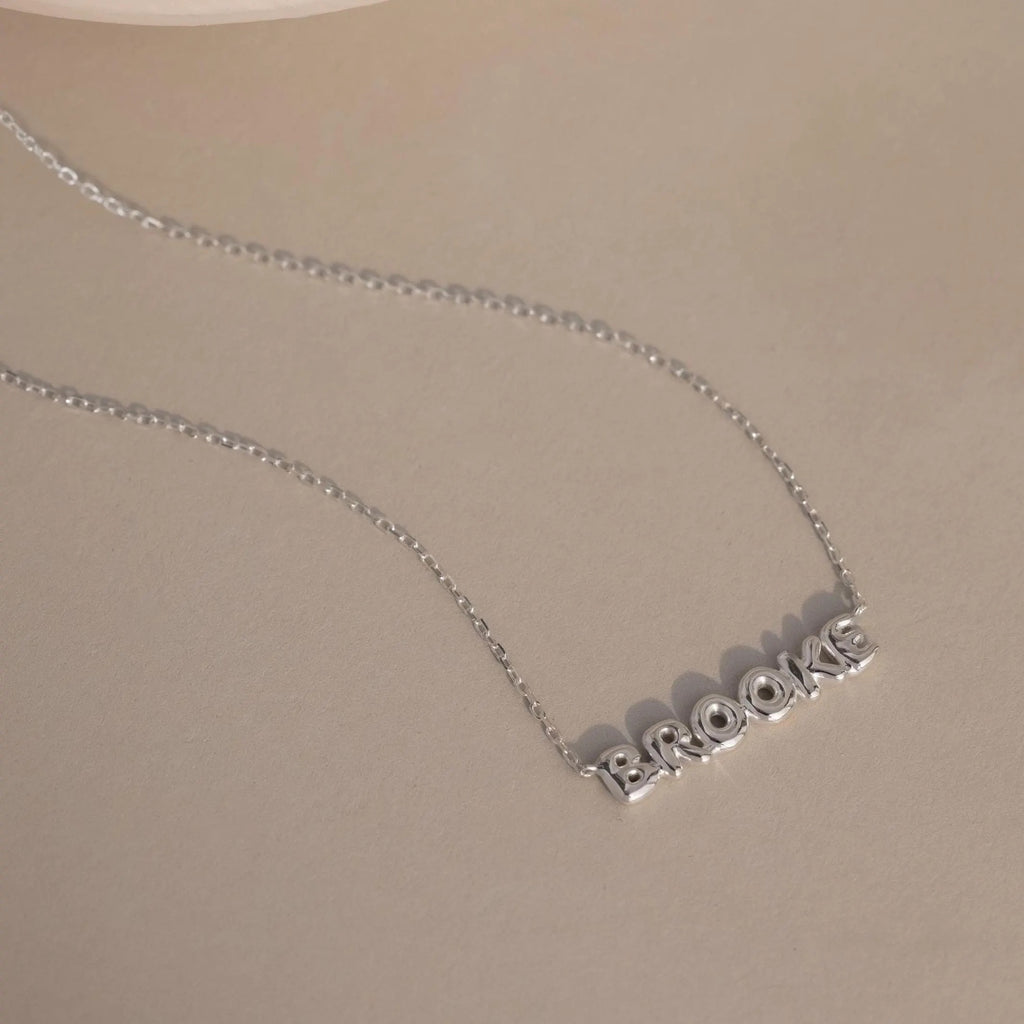 silver bubble name necklace with name Brooke