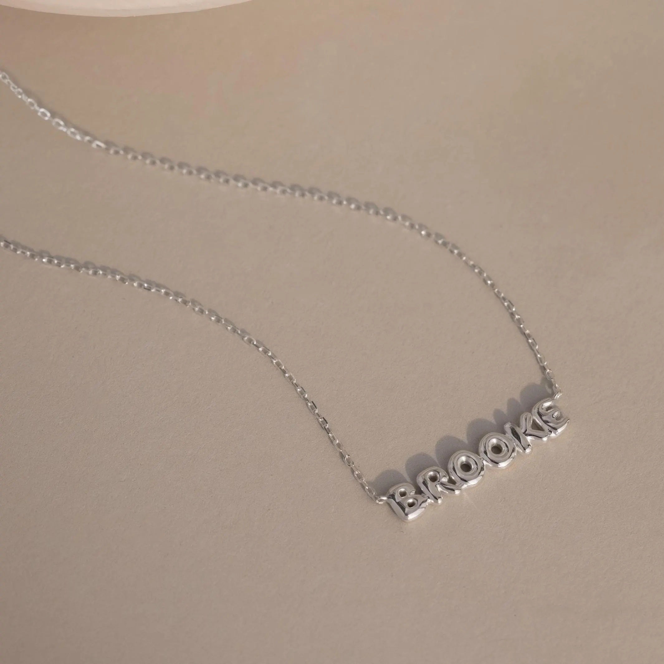 silver bubble name necklace with name Brooke