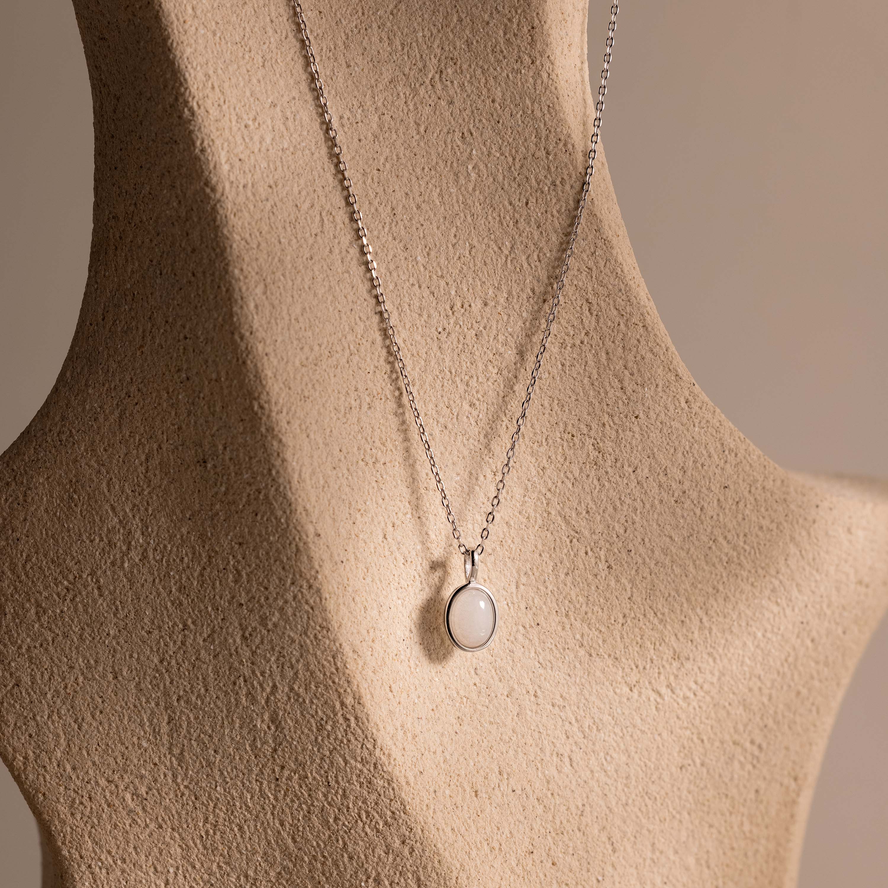 Moonstone Pendant Necklace in Silver
