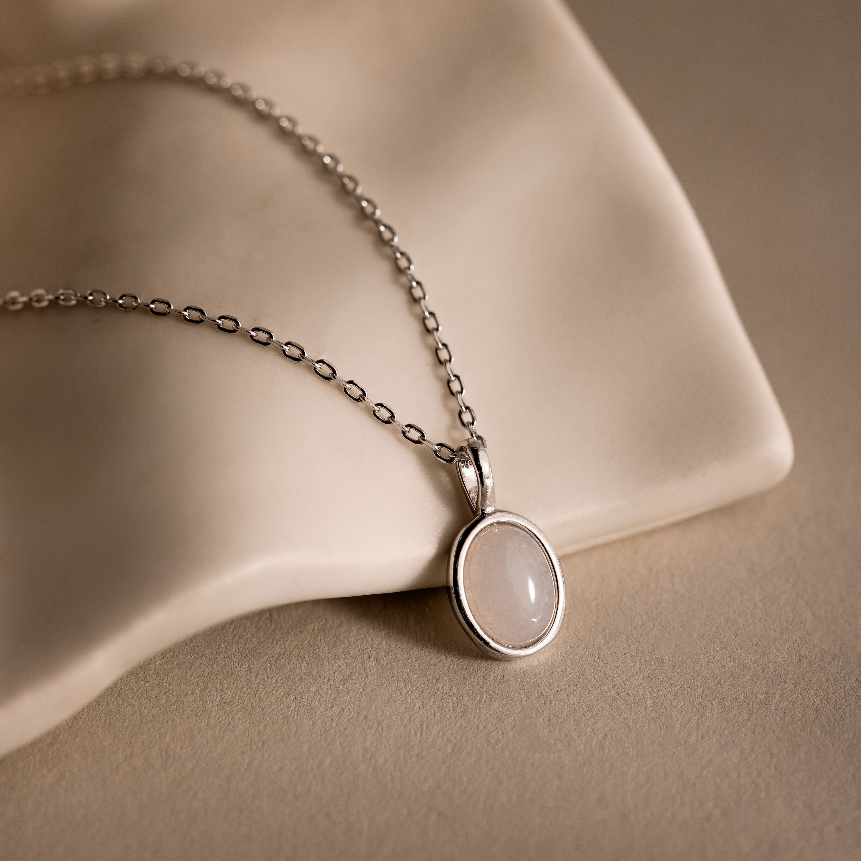 Moonstone Pendant Necklace in Silver