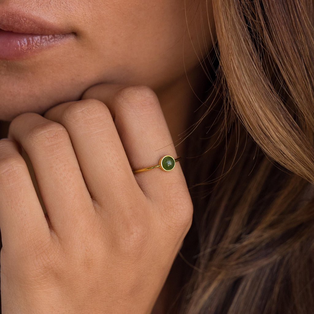 Round Jade Ring-Rings-Caitlyn Minimalist