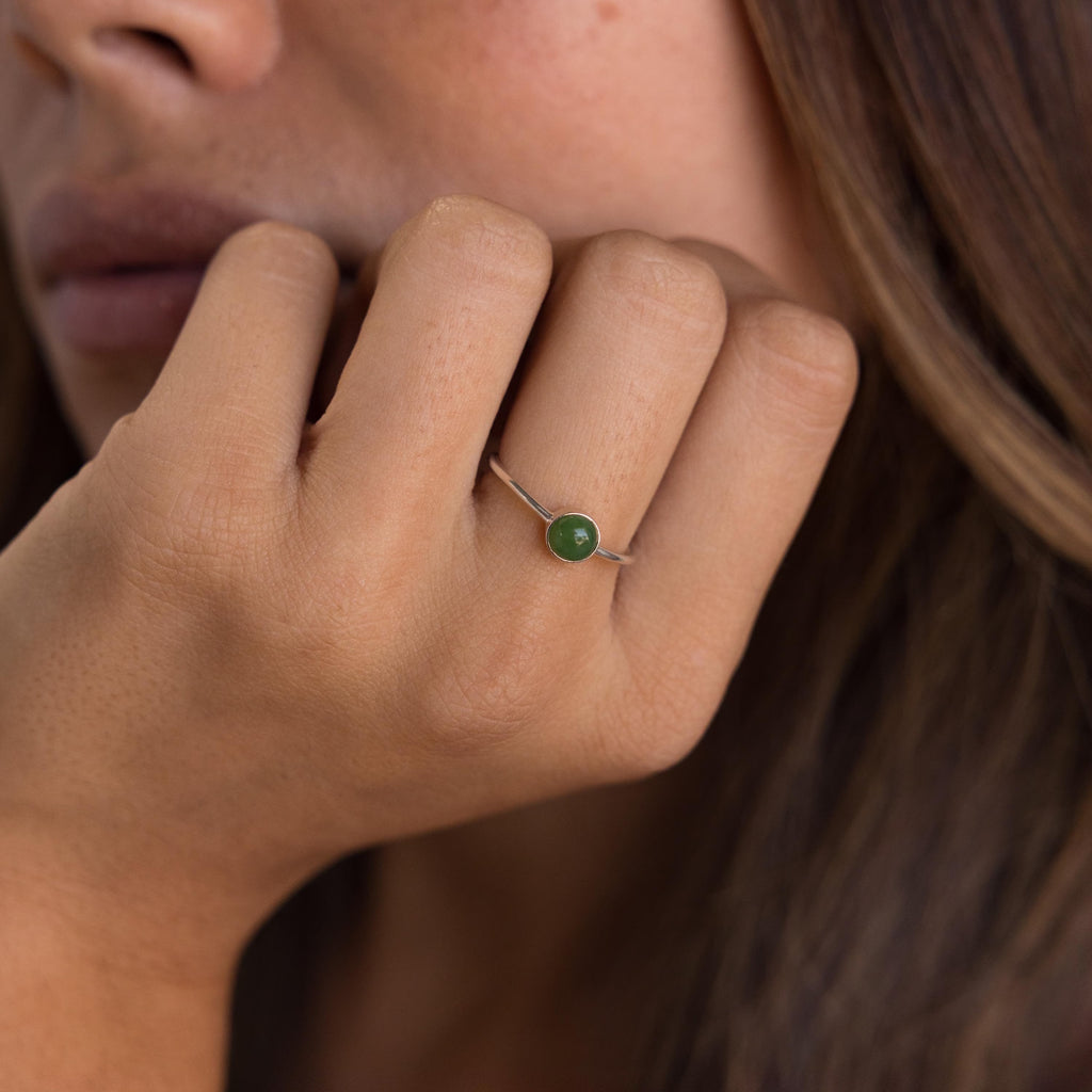 Round Jade Ring-Rings-Caitlyn Minimalist