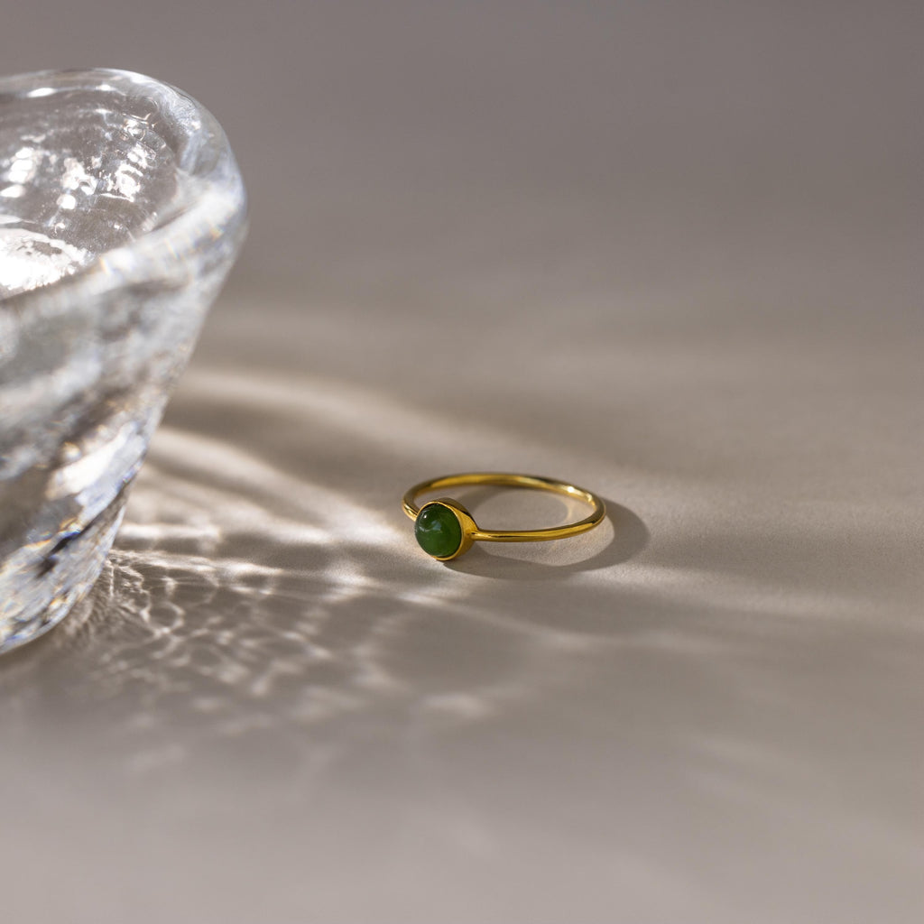 Round Jade Ring-Rings-Caitlyn Minimalist