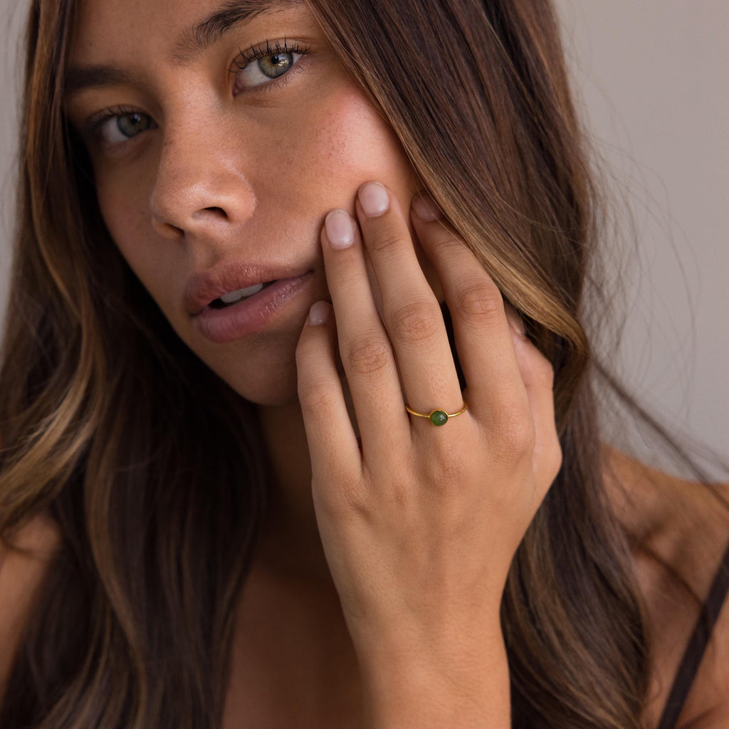 Round Jade Ring-Rings-Caitlyn Minimalist