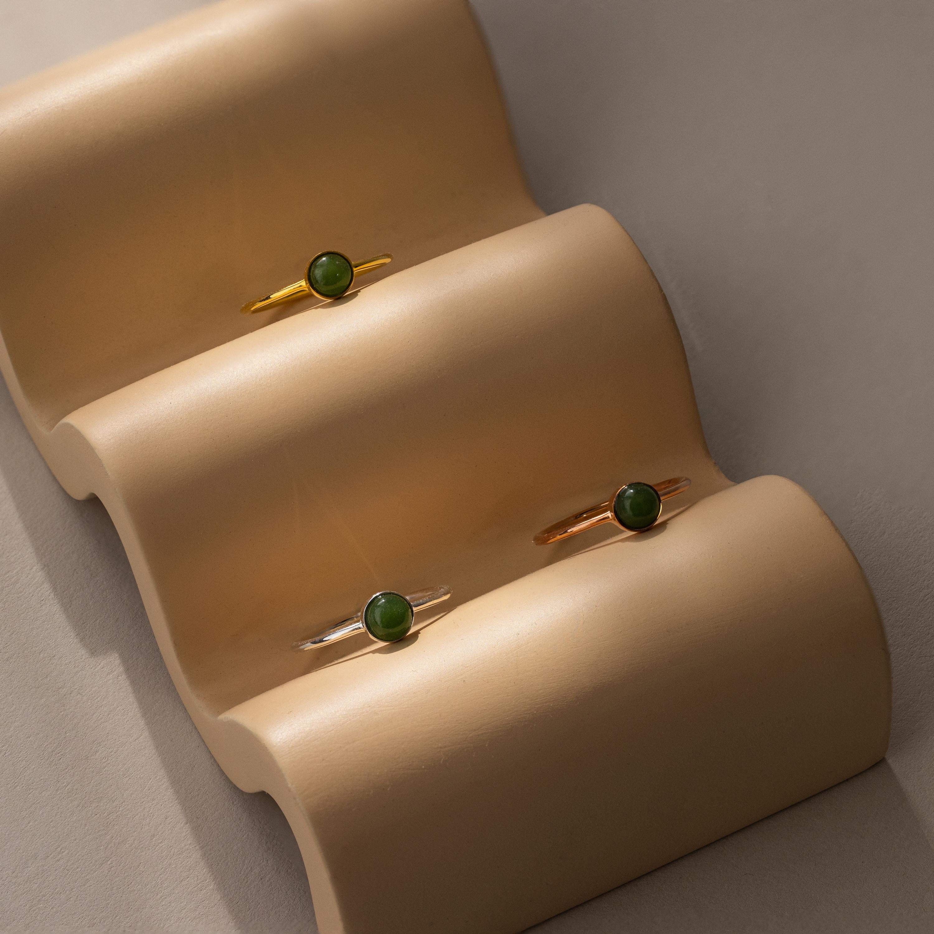Round Jade Ring-Rings-Caitlyn Minimalist