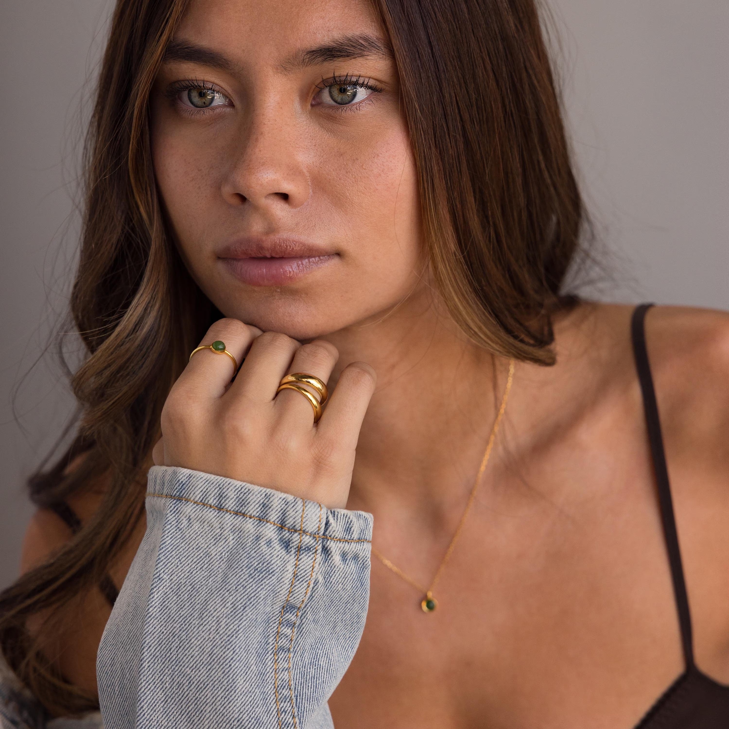 Round Jade Ring-Rings-Caitlyn Minimalist