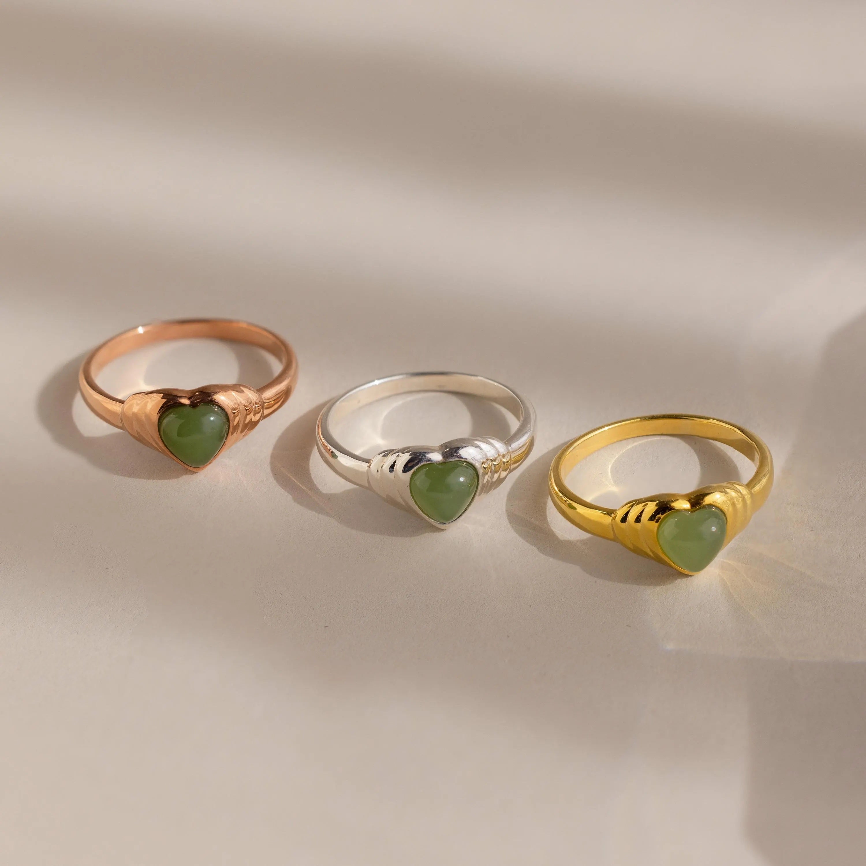 Jade Heart Signet Ring-Rings-Caitlyn Minimalist