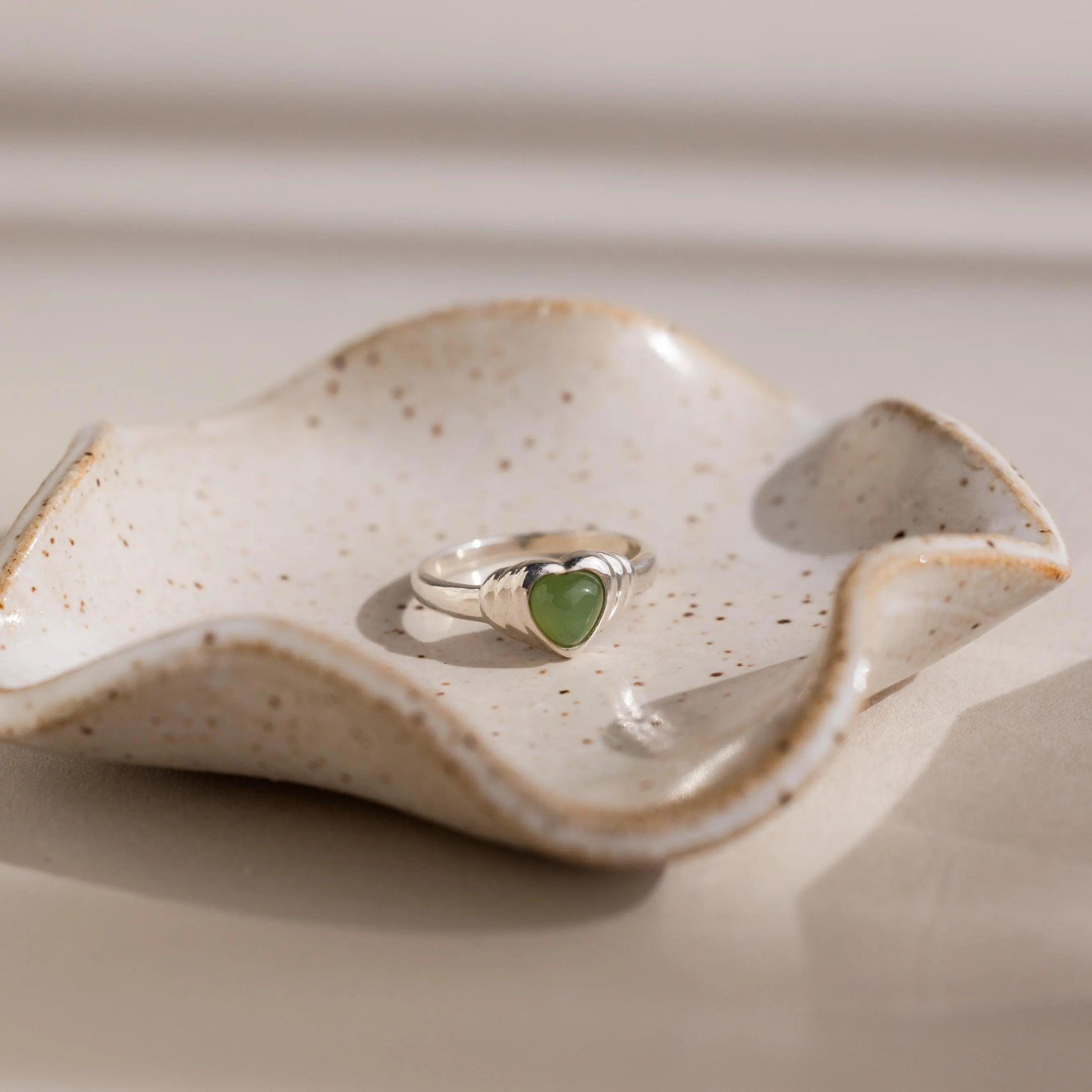 Jade Heart Signet Ring-Rings-Caitlyn Minimalist