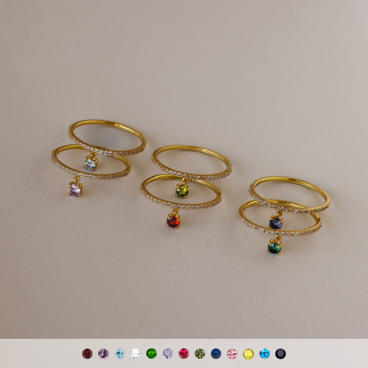 Pave Birthstone Drop Ring