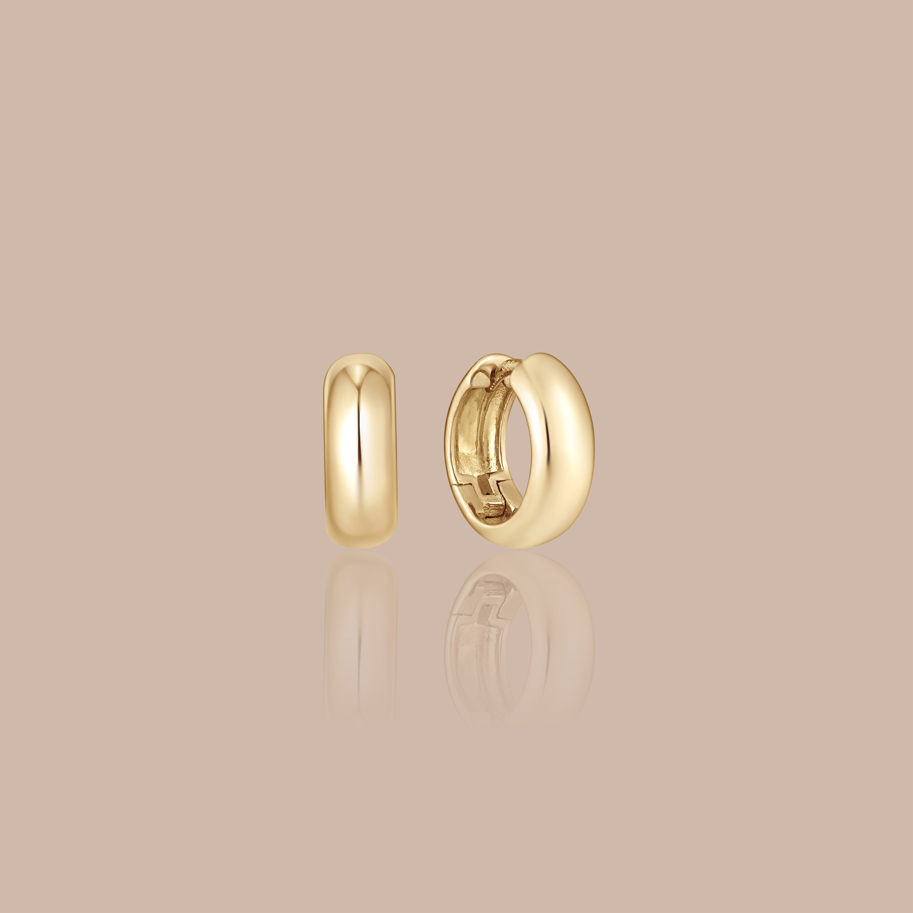 14K Gold Polished Dome Huggie Earrings