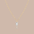 14K Gold Diamond Emerald Cut Solitaire Necklace