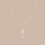 Solid Gold Diamond Emerald-Cut Solitaire Necklace