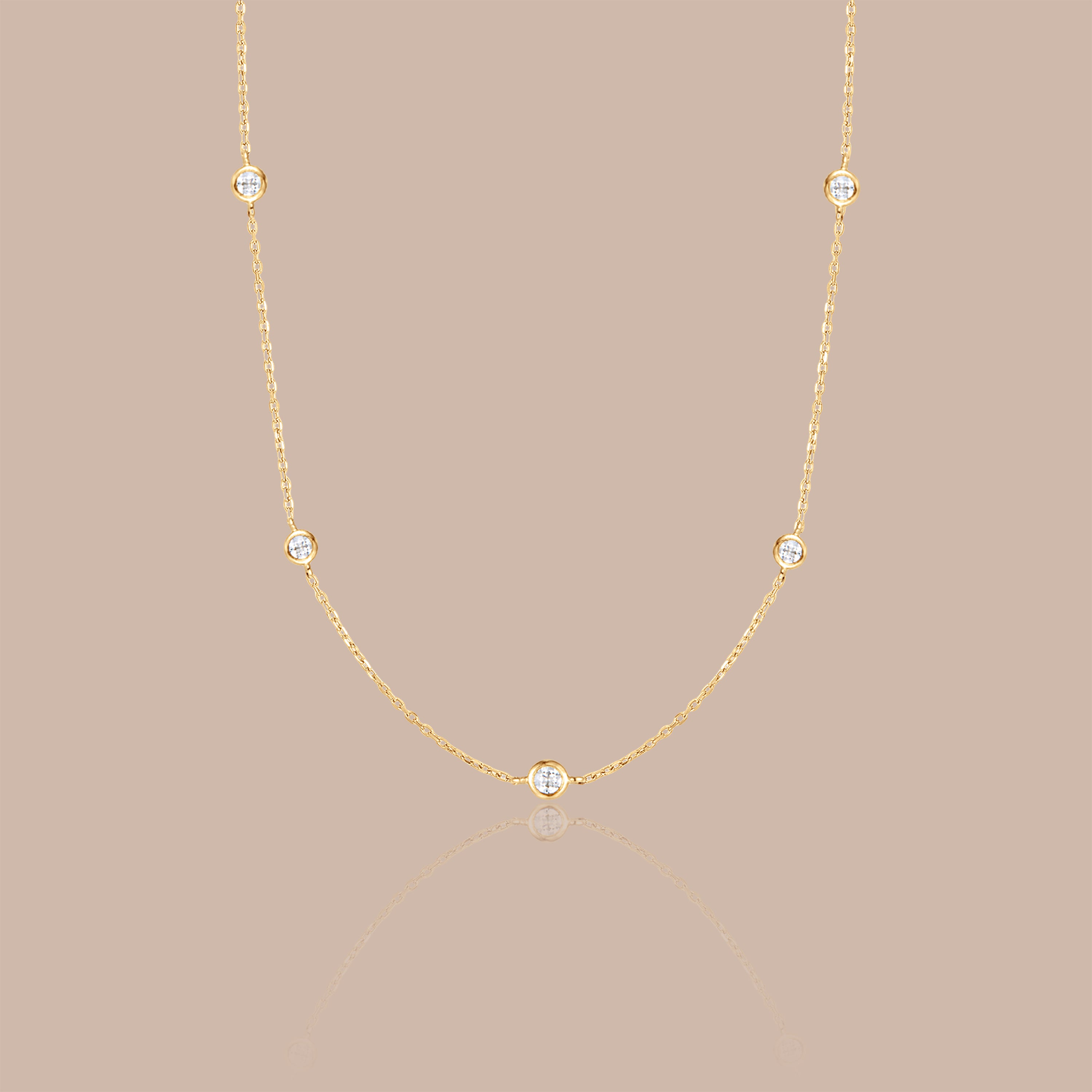 14K Gold Essential Bezel Diamond Station Necklace