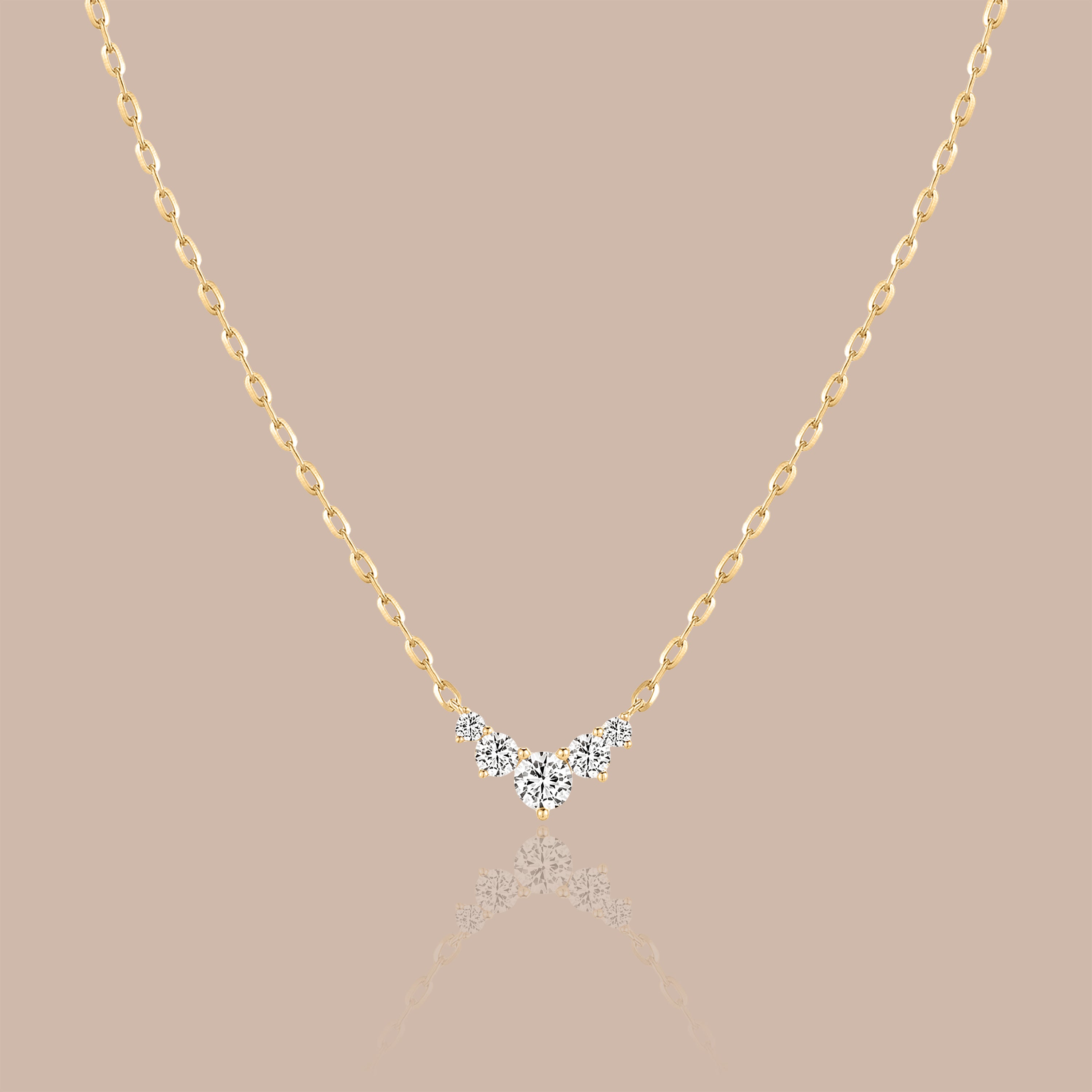 14K Gold Chevron Diamond Cluster Necklace