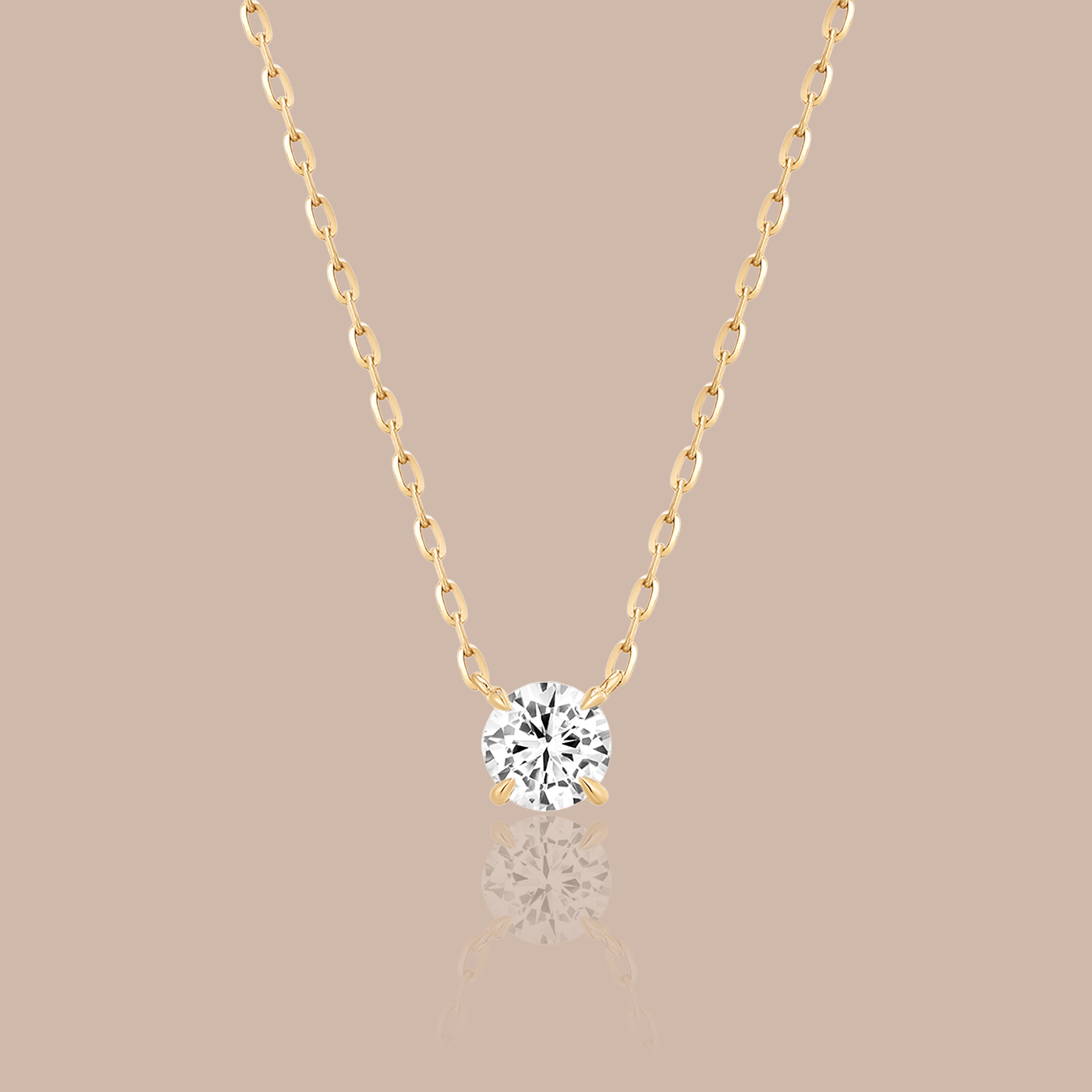 14K Gold Diamond Solitaire Pendant Necklace