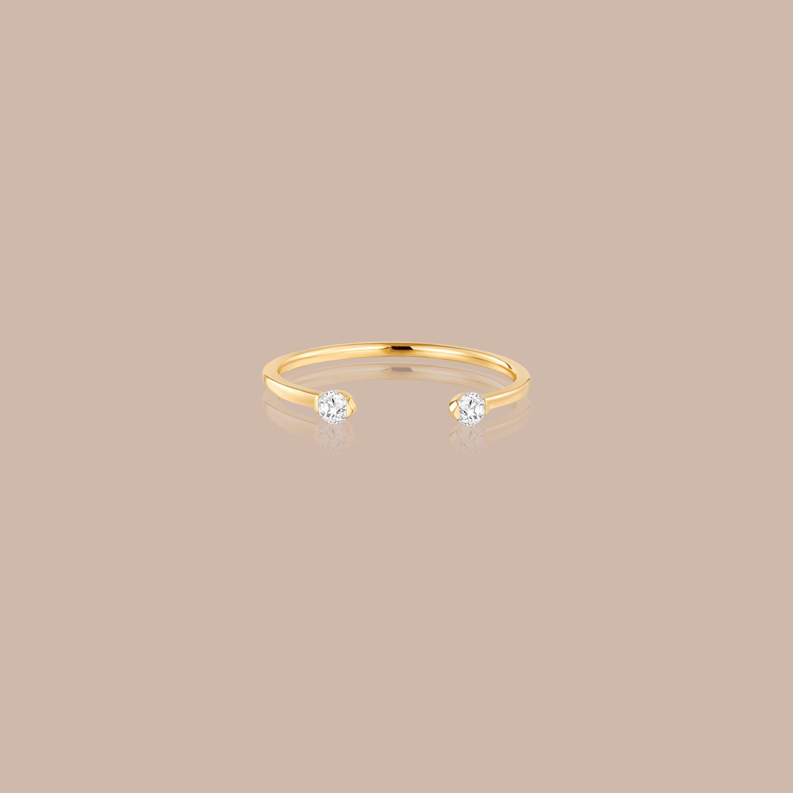 14K Gold Open Duo Diamond Ring